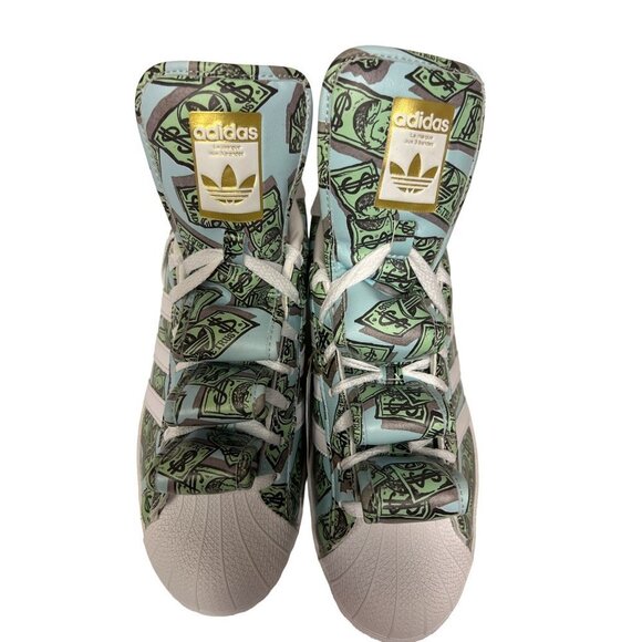 NEW! Adidas X Jeremy Scott Money Print Superstar Sneakers Shoes Men's Size 9.5 - Picture 4 of 11